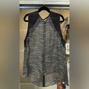 Marissa Webb Sheer Black & White Blouse Sz L